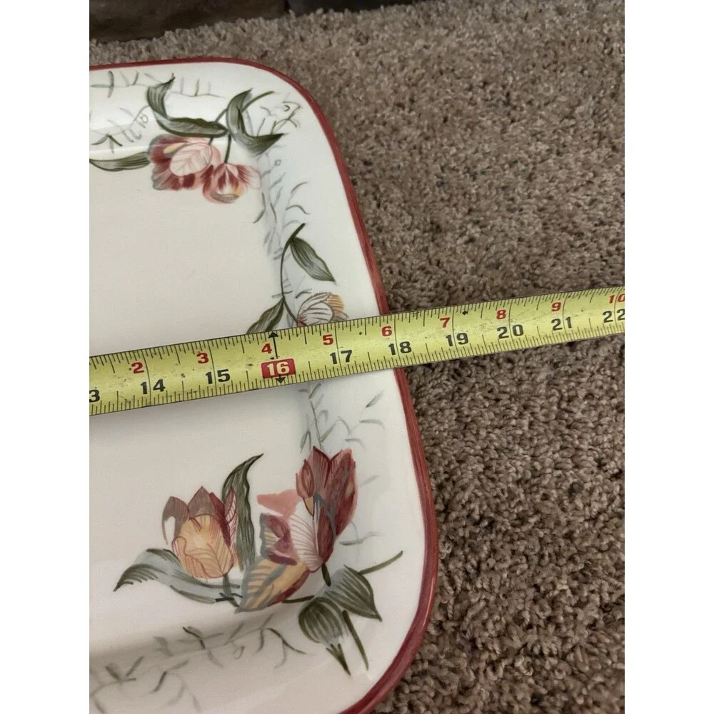 waverly garden room serving platter 18 By 13 Rectangle Crackle Floral Pattern